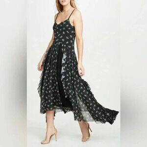 Free People x  HAH Black Floral Midi Dress